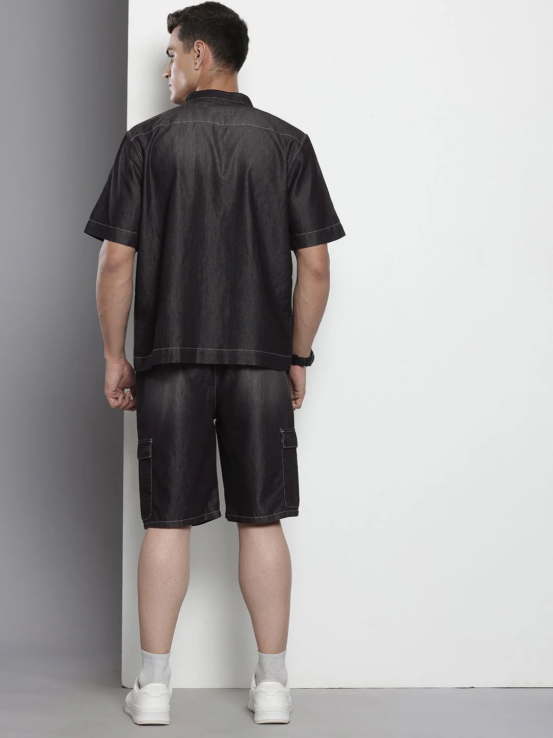 Men's Black Solid Boxy Fit Coordinates - Image 4