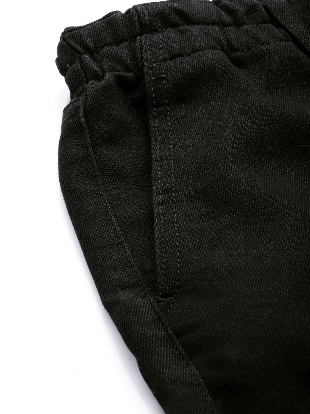 Men's Black Wide Leg Fit Solid Utility Jeans - Image 6