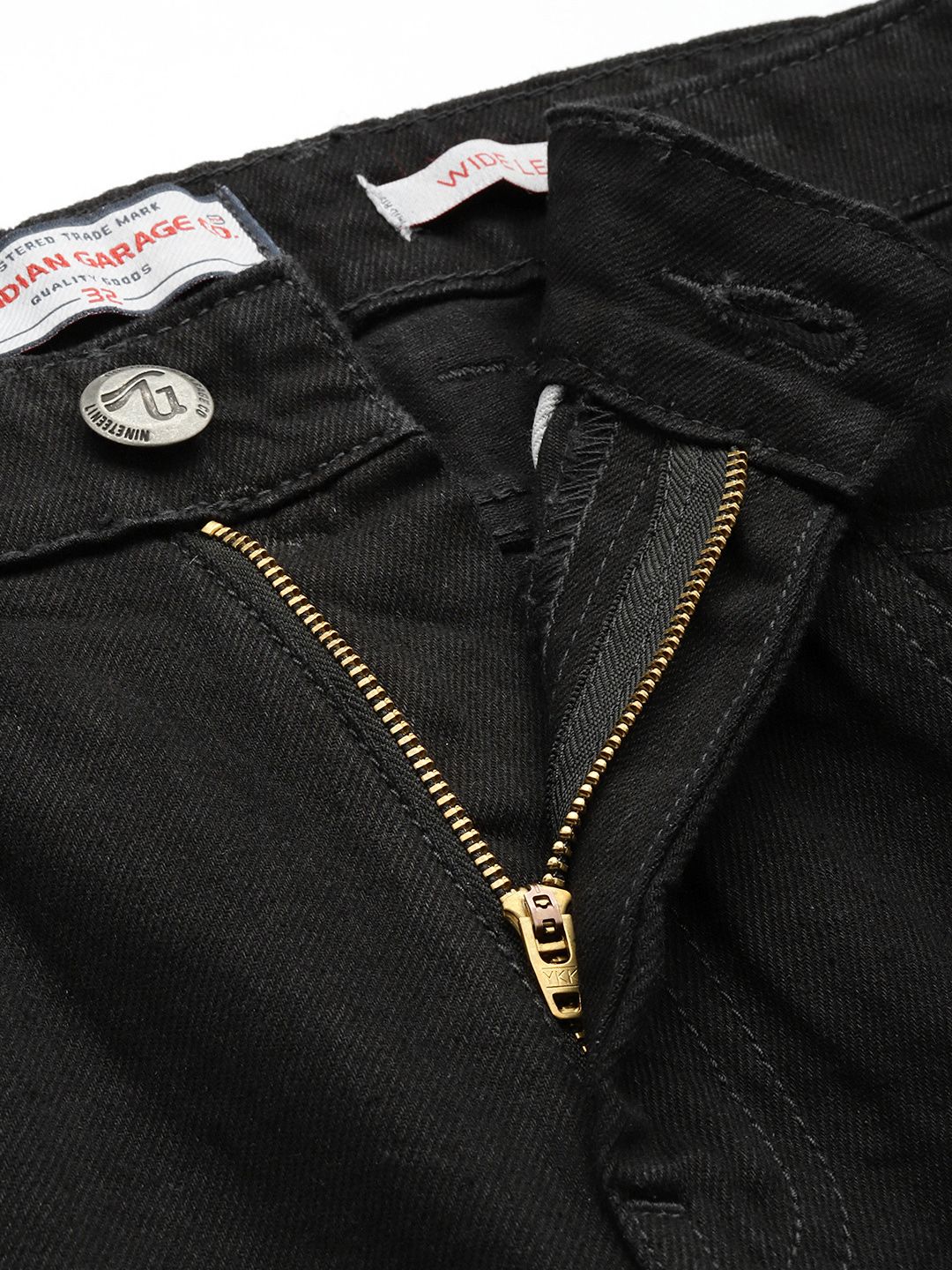 Men's Black Wide Leg Fit Solid Utility Jeans - Image 5