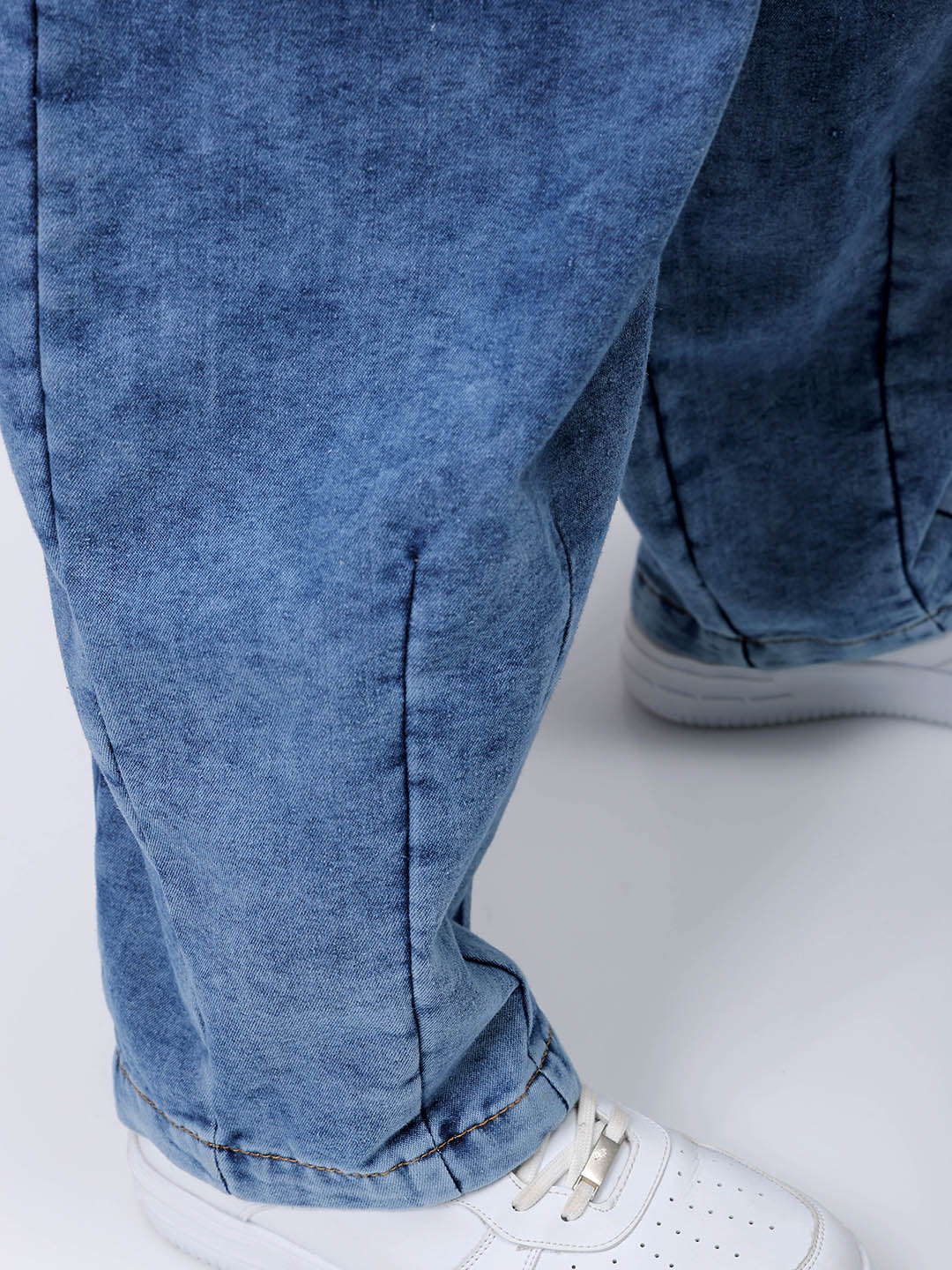 Men's Blue Baggy Fit Solid Street Wear Jeans - Image 8