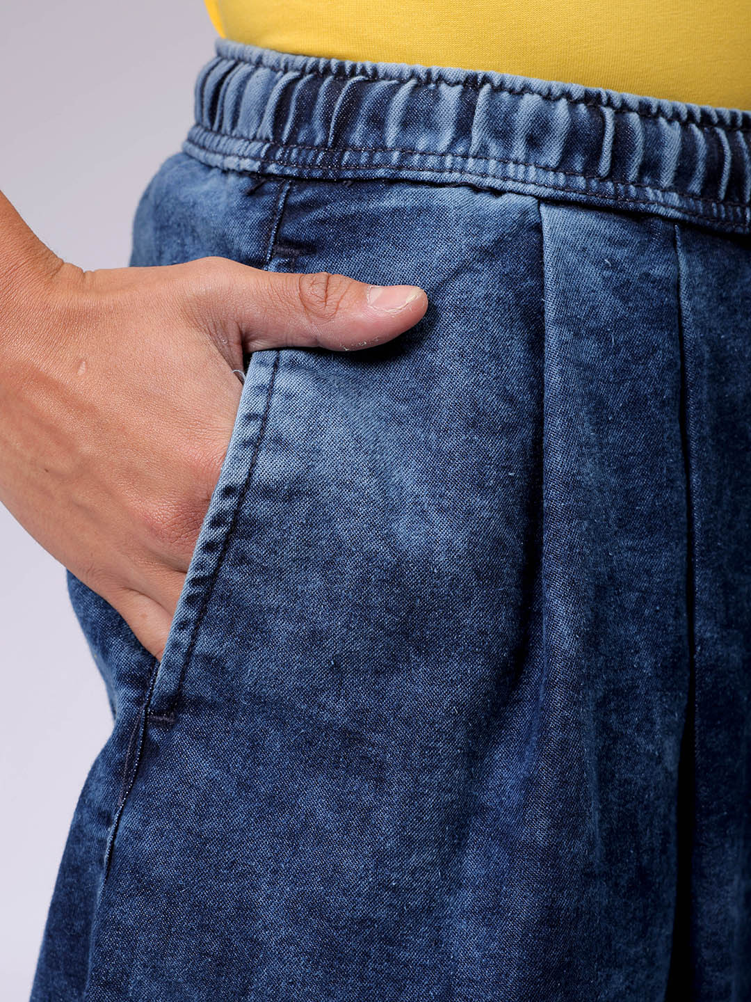 Men's Dark Blue Baggy Fit Solid Street Wear Jeans - Image 7