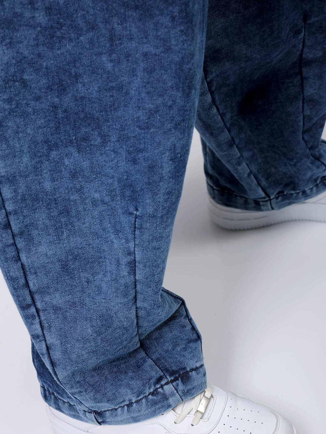 Men's Dark Blue Baggy Fit Solid Street Wear Jeans - Image 8