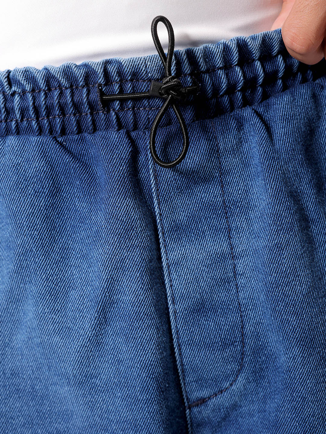 Men's Blue Baggy Fit Solid Utility Jeans - Image 6