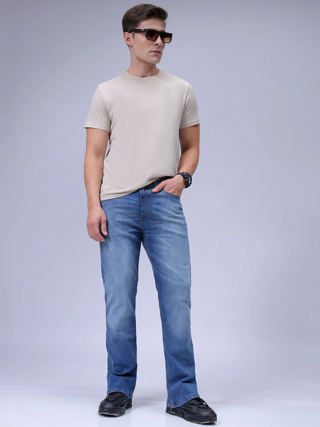 Men's Blue Slim Fit Solid Casual Jeans - Image 2