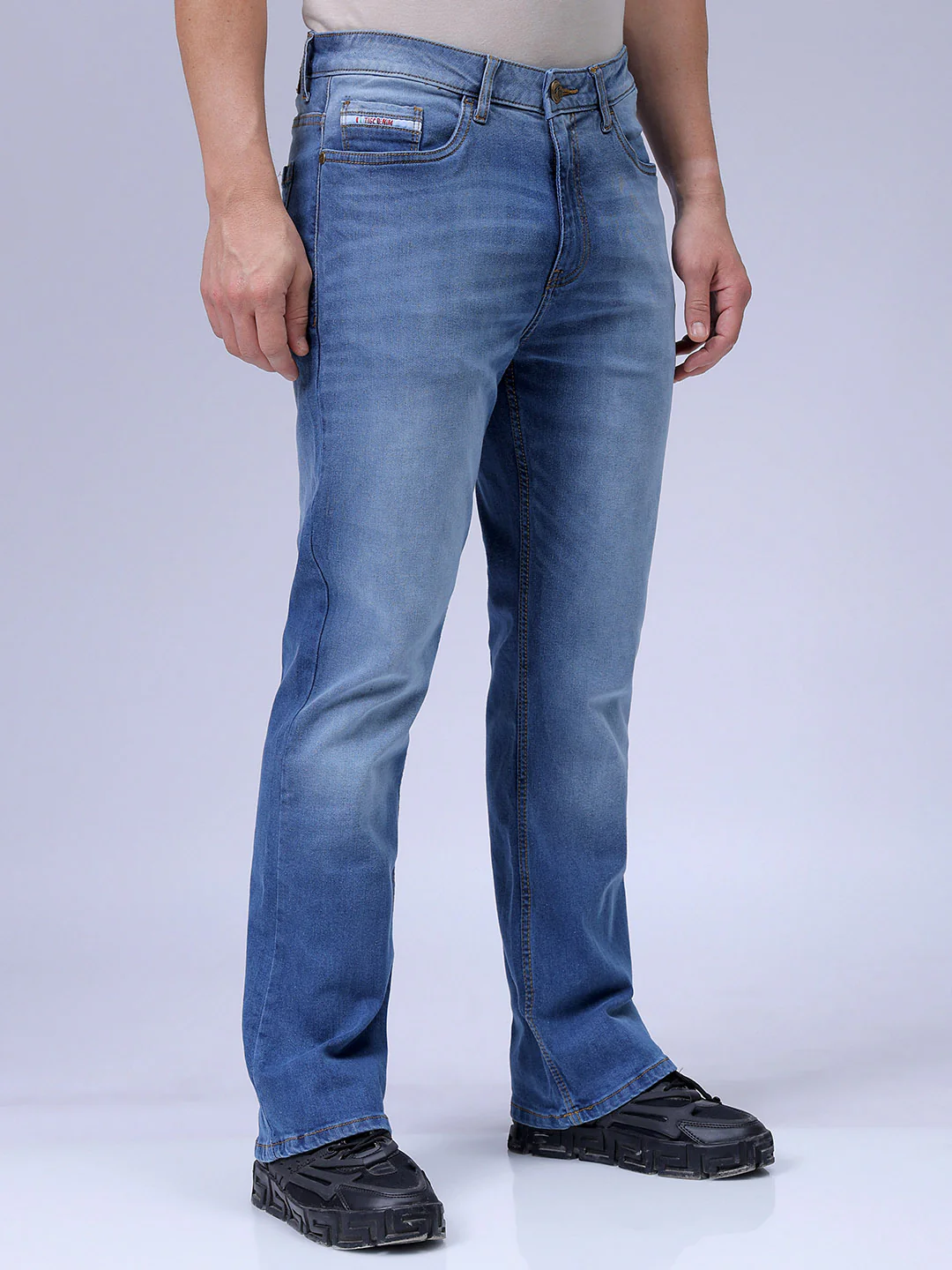 Men's Blue Slim Fit Solid Casual Jeans - Image 3