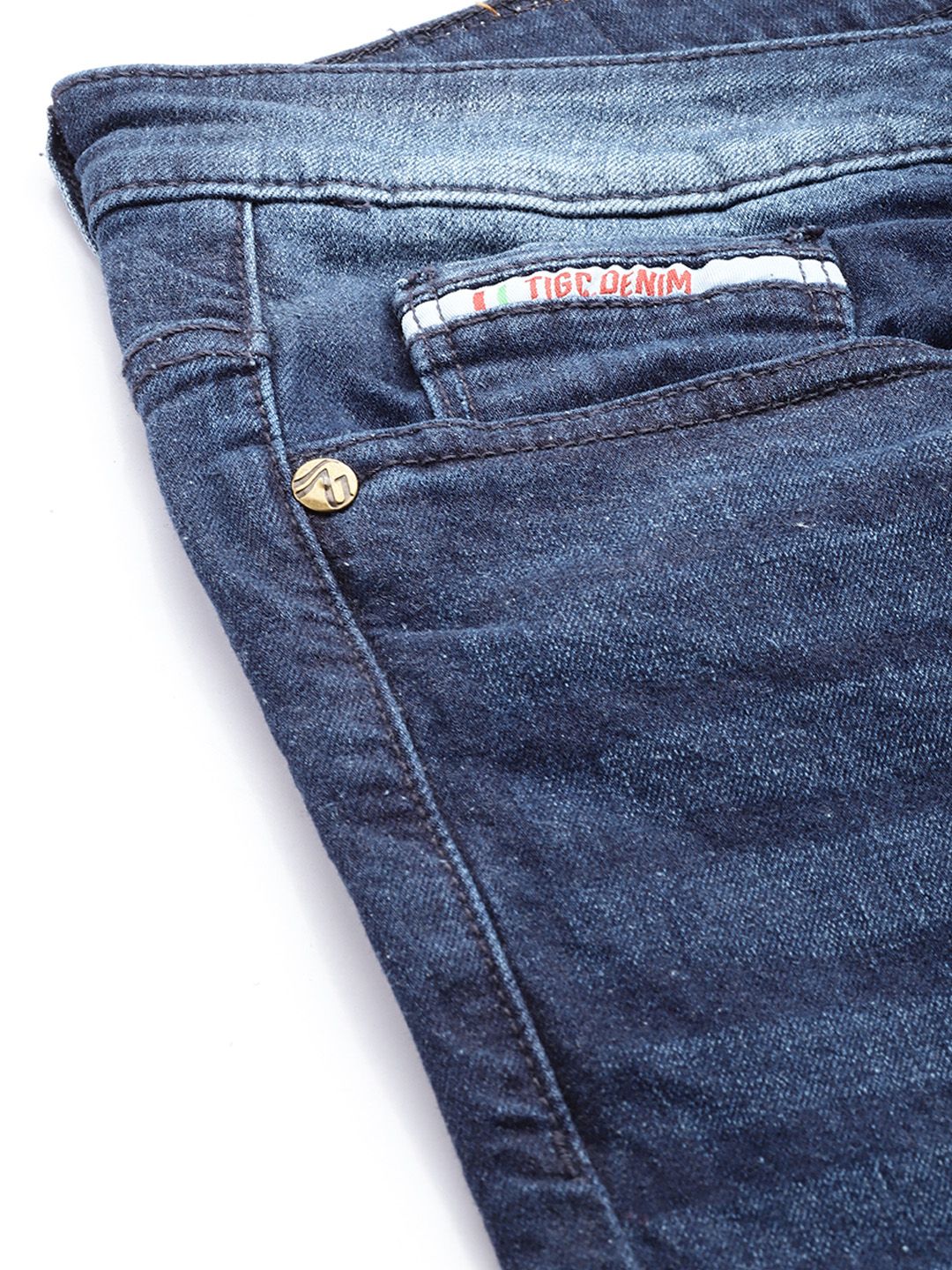 Men's Dark Blue Slim Fit Solid Casual Jeans - Image 7