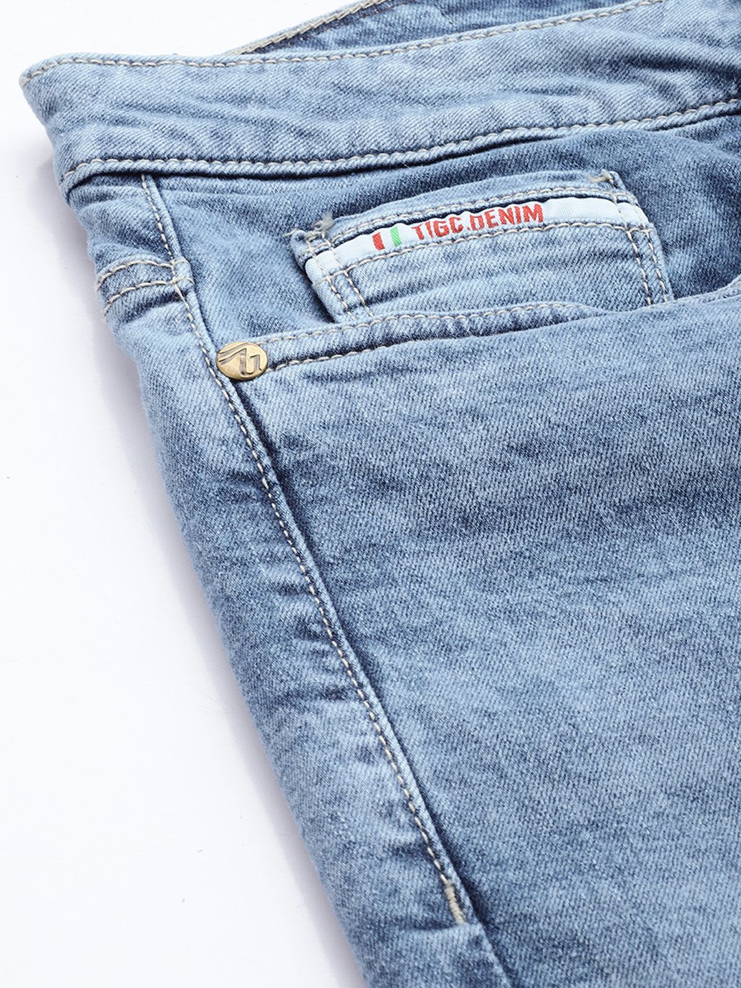 Men's Light Blue Slim Fit Solid Casual Jeans - Image 5