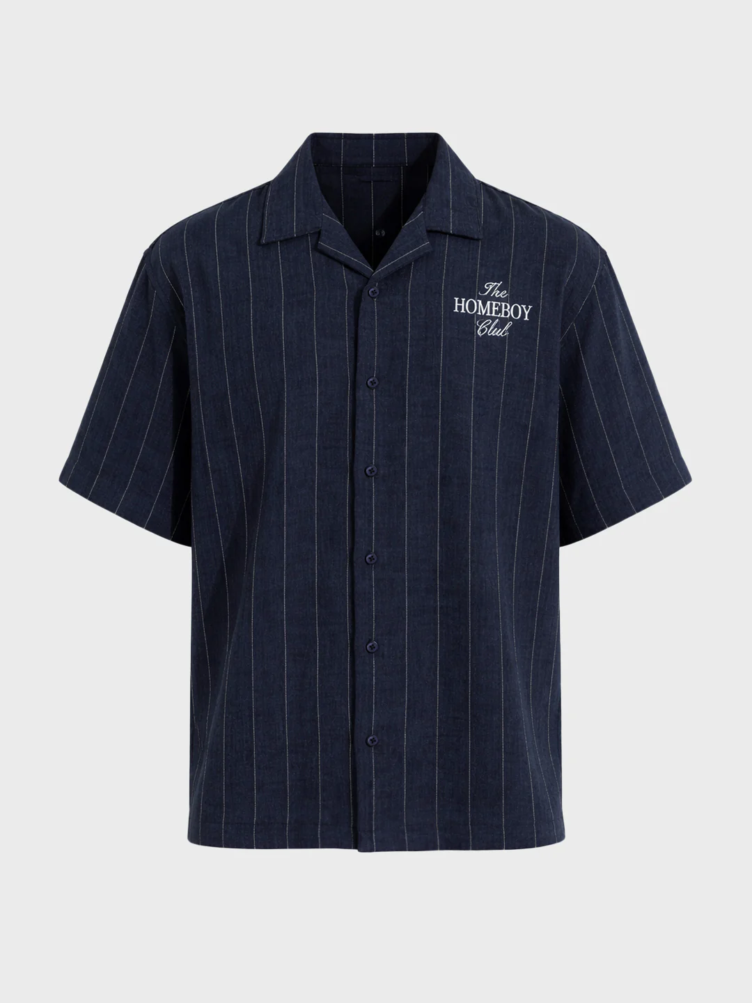 Men's Navy Blue Boxy Fit Embroided  Casual Shirt - Image 5