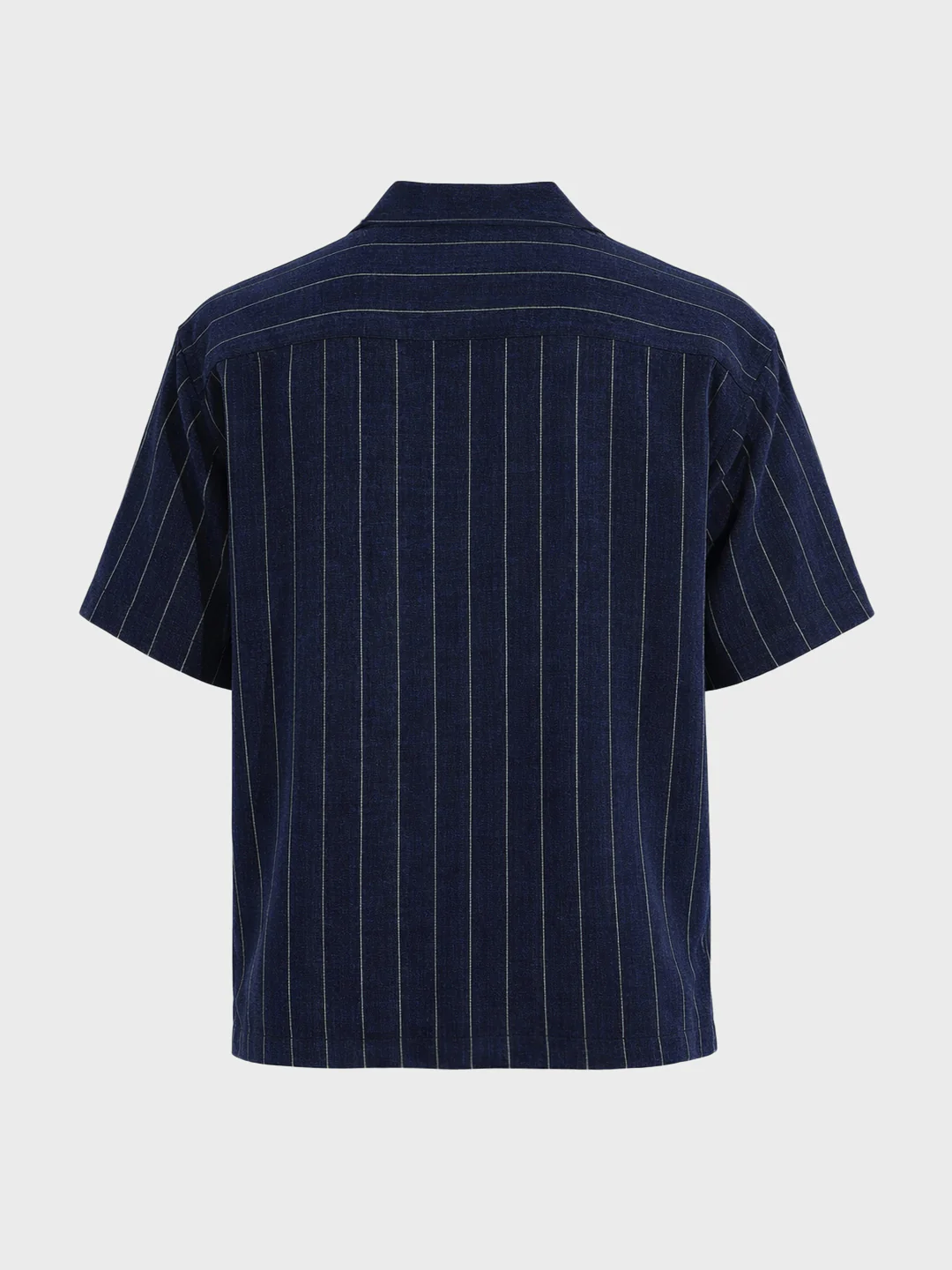 Men's Navy Blue Boxy Fit Embroided  Casual Shirt - Image 6