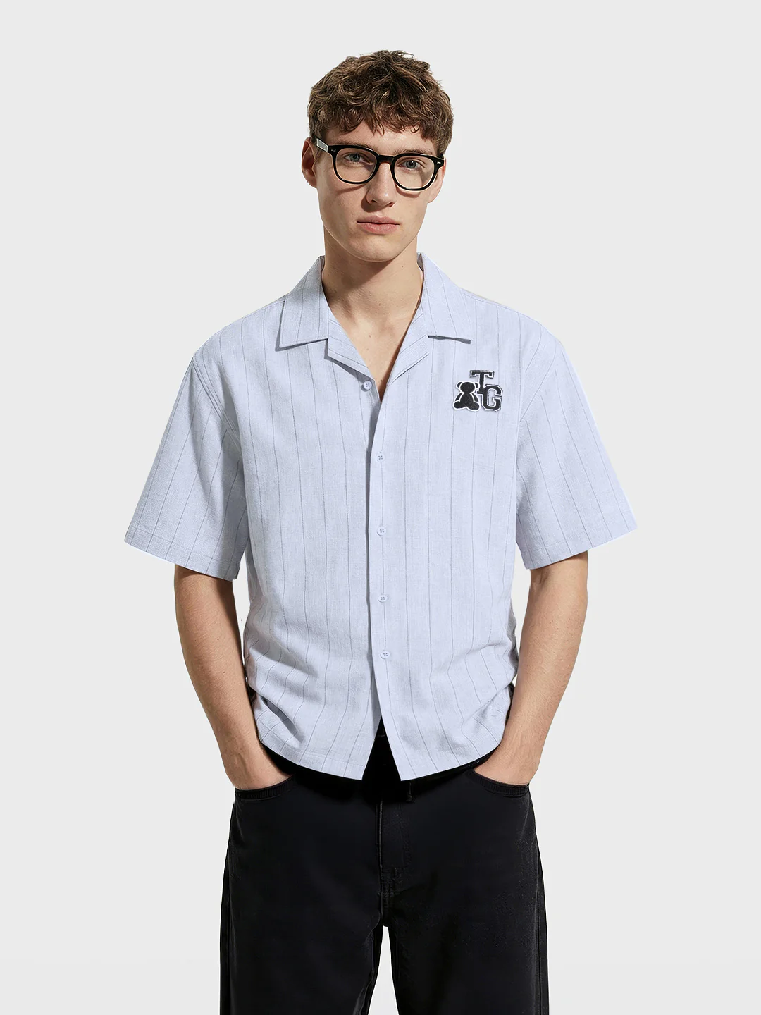 Men's Blue Boxy Fit Striped Casual Shirt - Image 2
