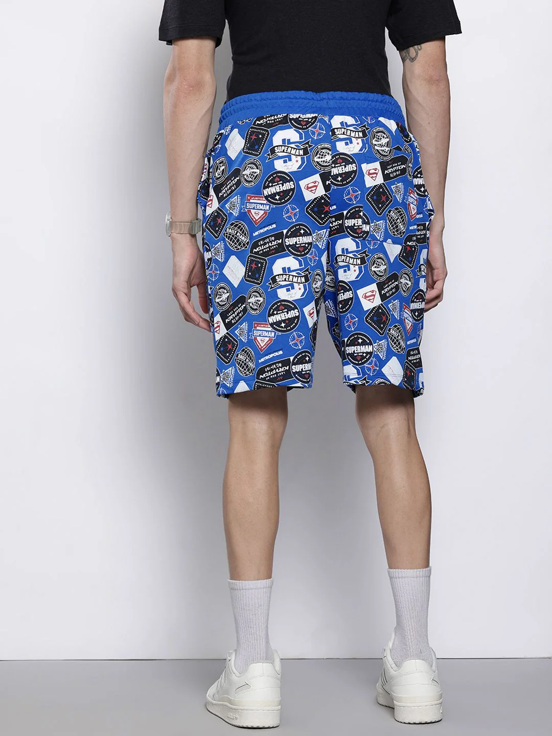 Men's Blue Relaxed Fit Character Superman Printed Shorts - Image 4