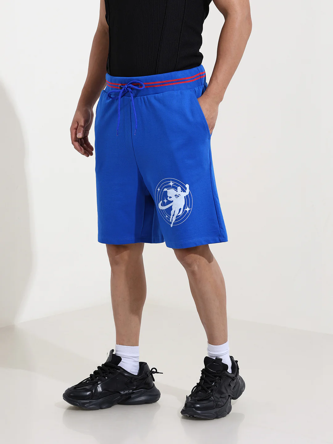 Men's Blue Relaxed Fit Character Superman Printed Shorts - Image 3