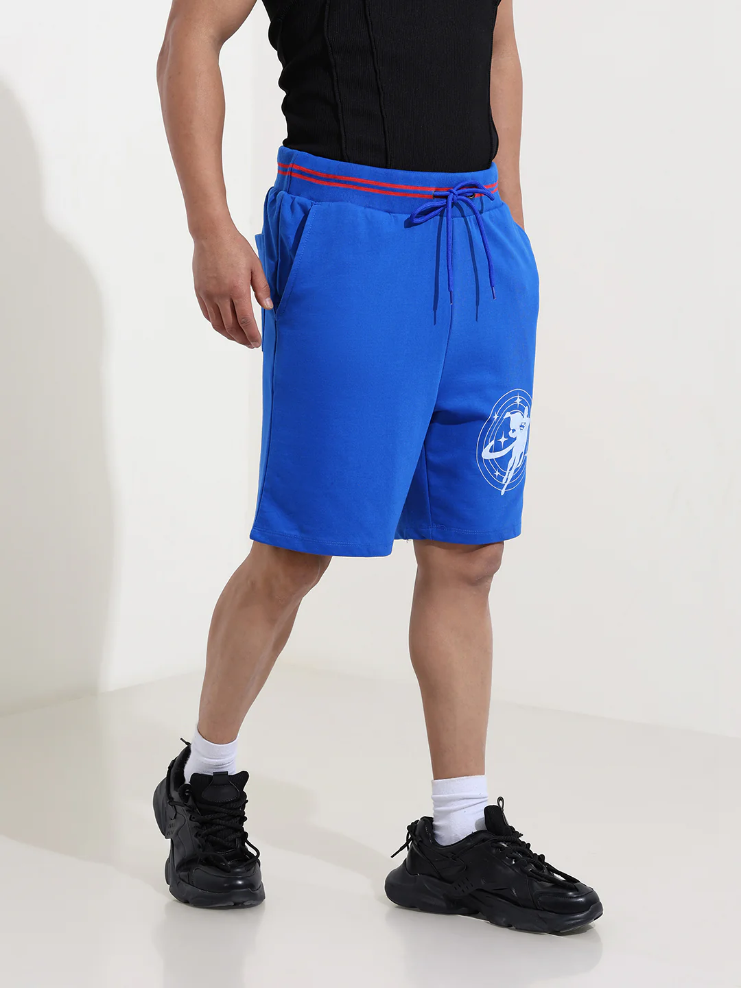 Men's Blue Relaxed Fit Character Superman Printed Shorts - Image 4