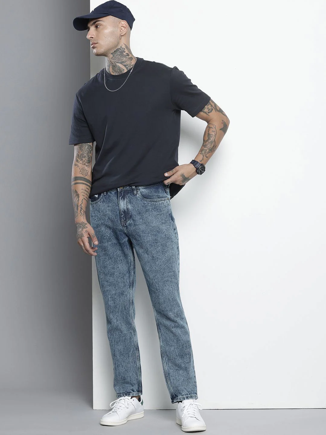 Men's Blue Dad Fit Solid Casual Jeans - Image 2