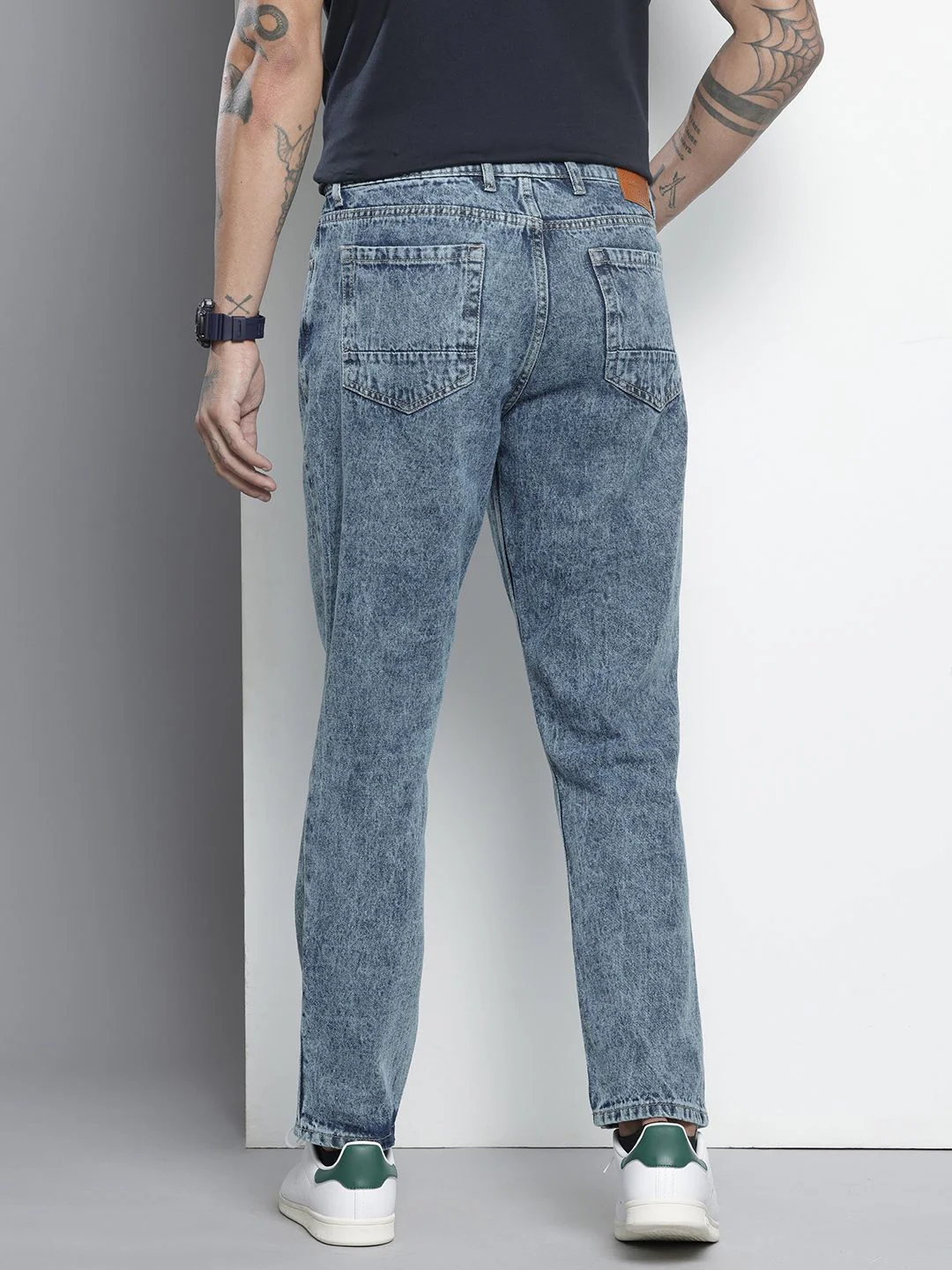 Men's Blue Dad Fit Solid Casual Jeans - Image 4