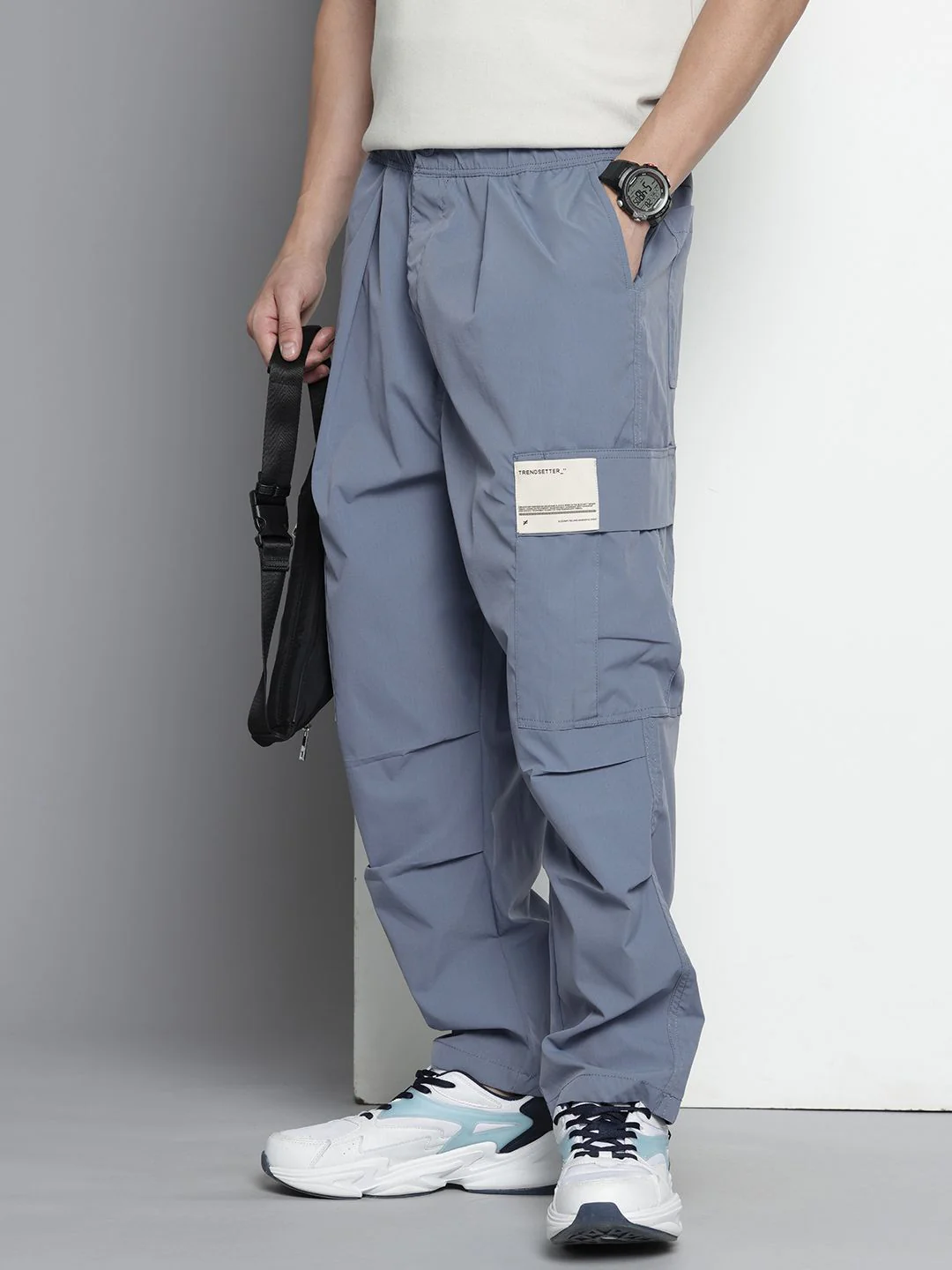 Men's Elemental Blue Loose Fit Textured Utility Cargo - Image 2