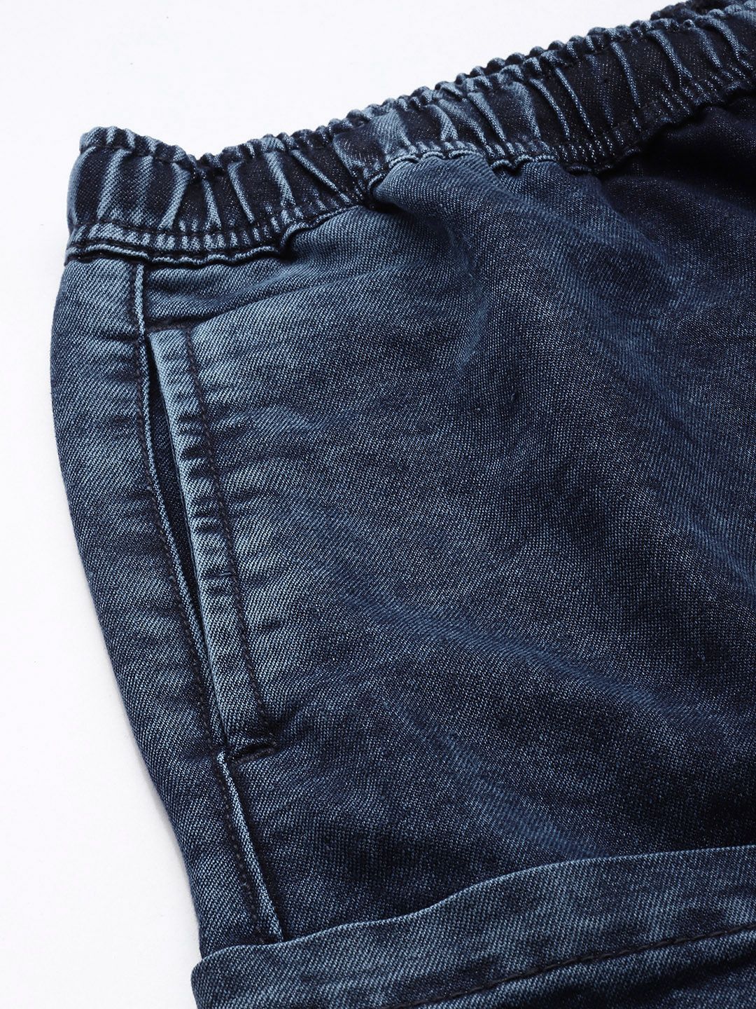 Men's Dark Blue Relaxed Fit Solid Utility Jeans - Image 6