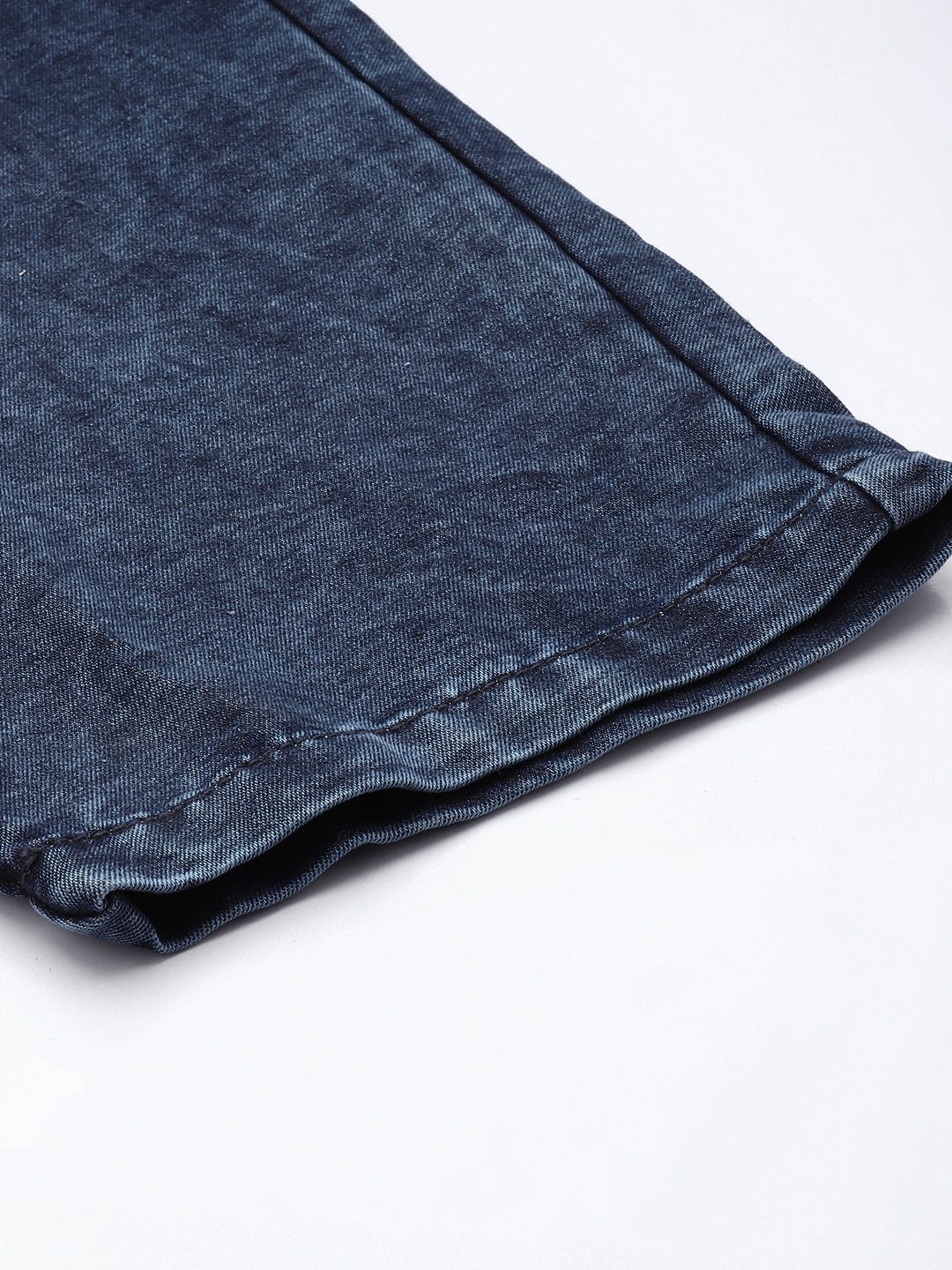 Men's Dark Blue Relaxed Fit Solid Utility Jeans - Image 7