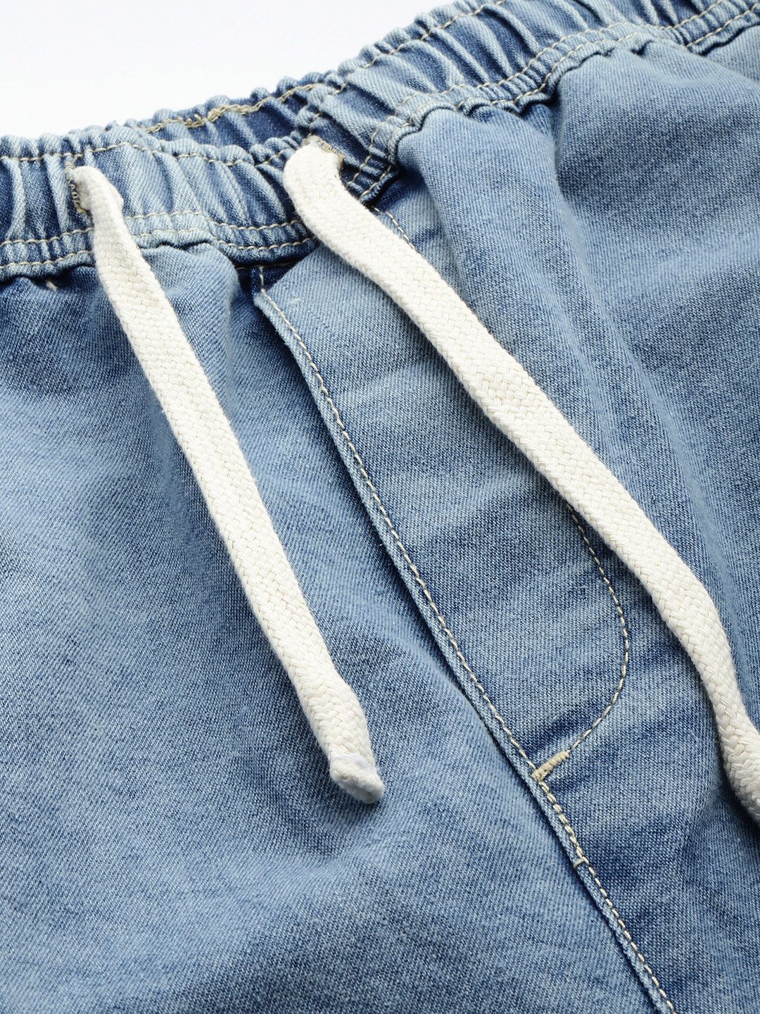 Men's Dark Blue Relaxed Fit Solid Utility Jeans - Image 5