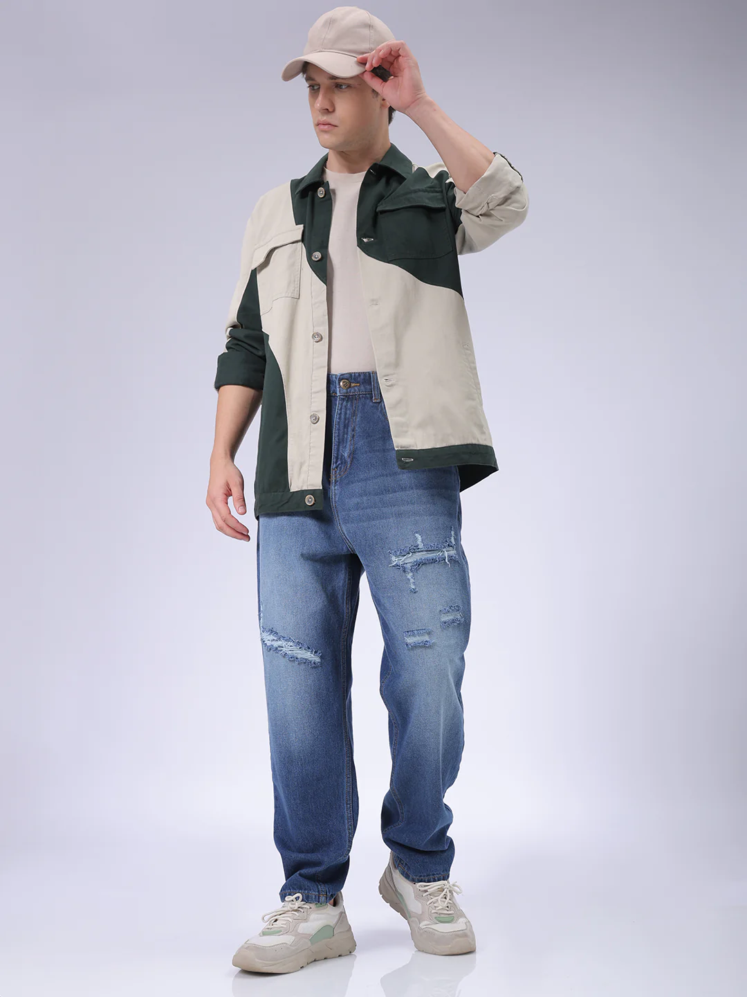 Men's Blue Loose Fit Solid Casual Jeans - Image 4