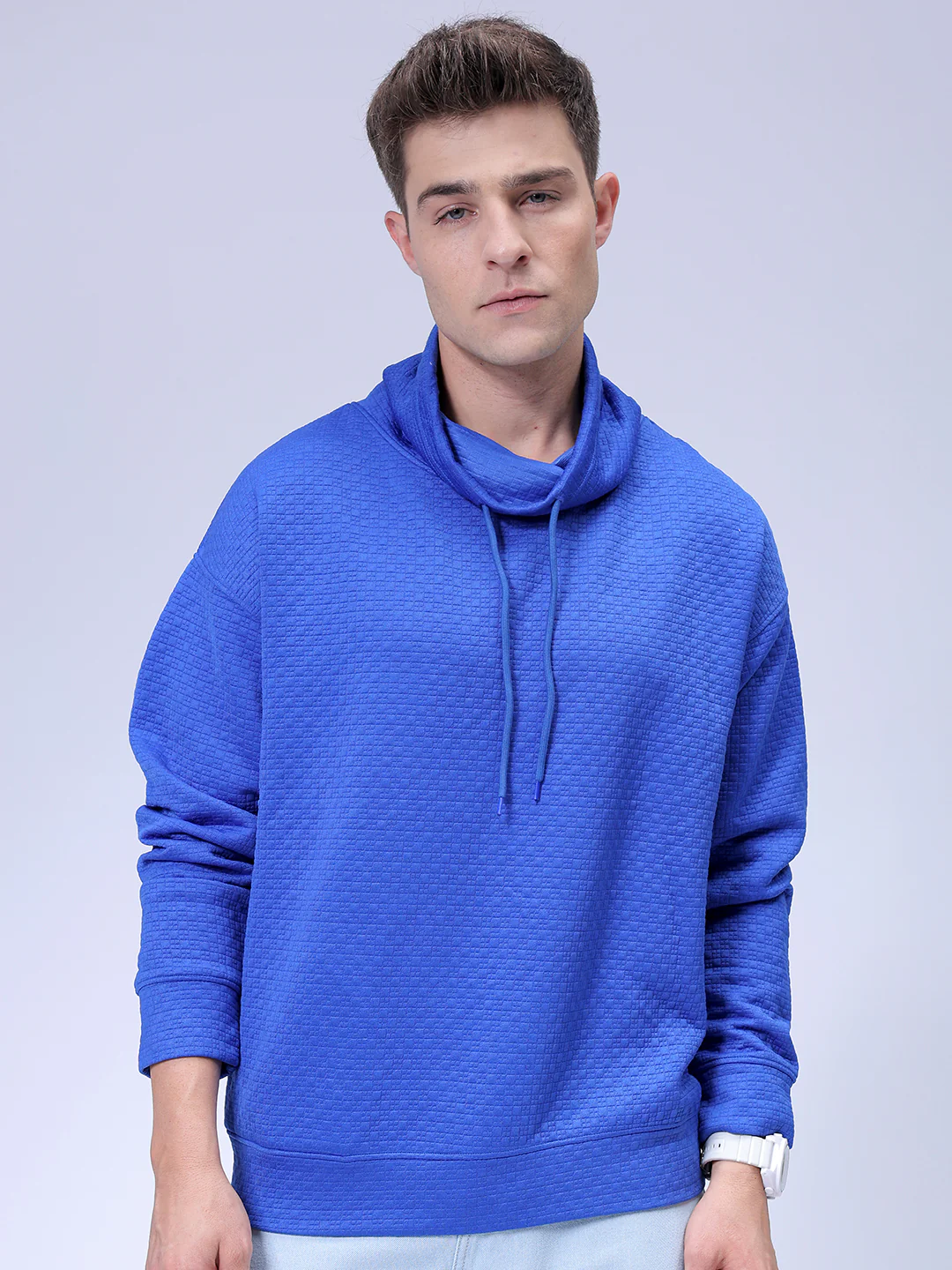 Men's Galactic Cobalt Relaxed Fit Solid Street Wear Sweatshirts - Image 3