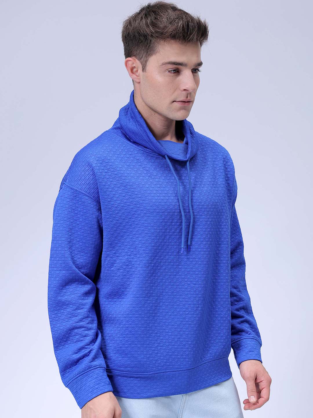 Men's Galactic Cobalt Relaxed Fit Solid Street Wear Sweatshirts - Image 5
