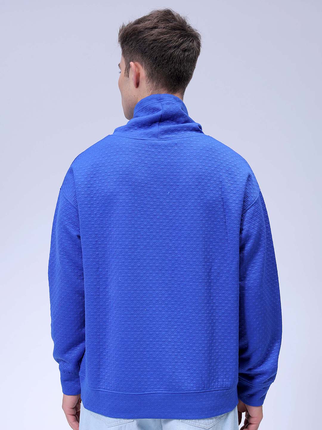 Men's Galactic Cobalt Relaxed Fit Solid Street Wear Sweatshirts - Image 7