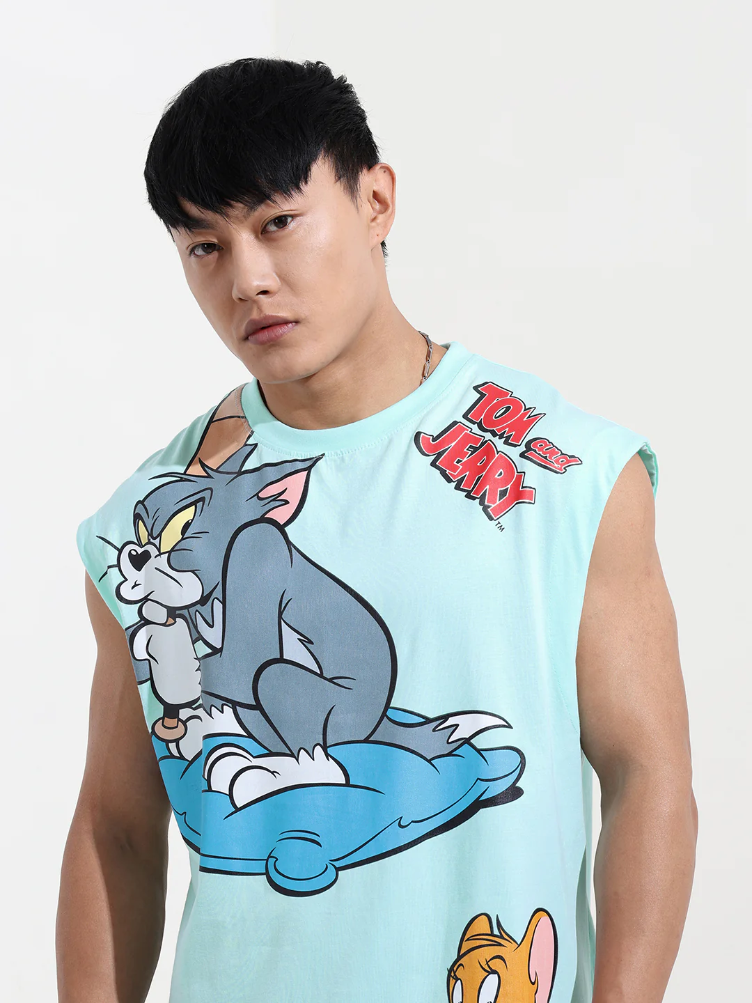 Men's Blue Oversized Tom&Jerry Character Merchandise T-Shirt - Image 5