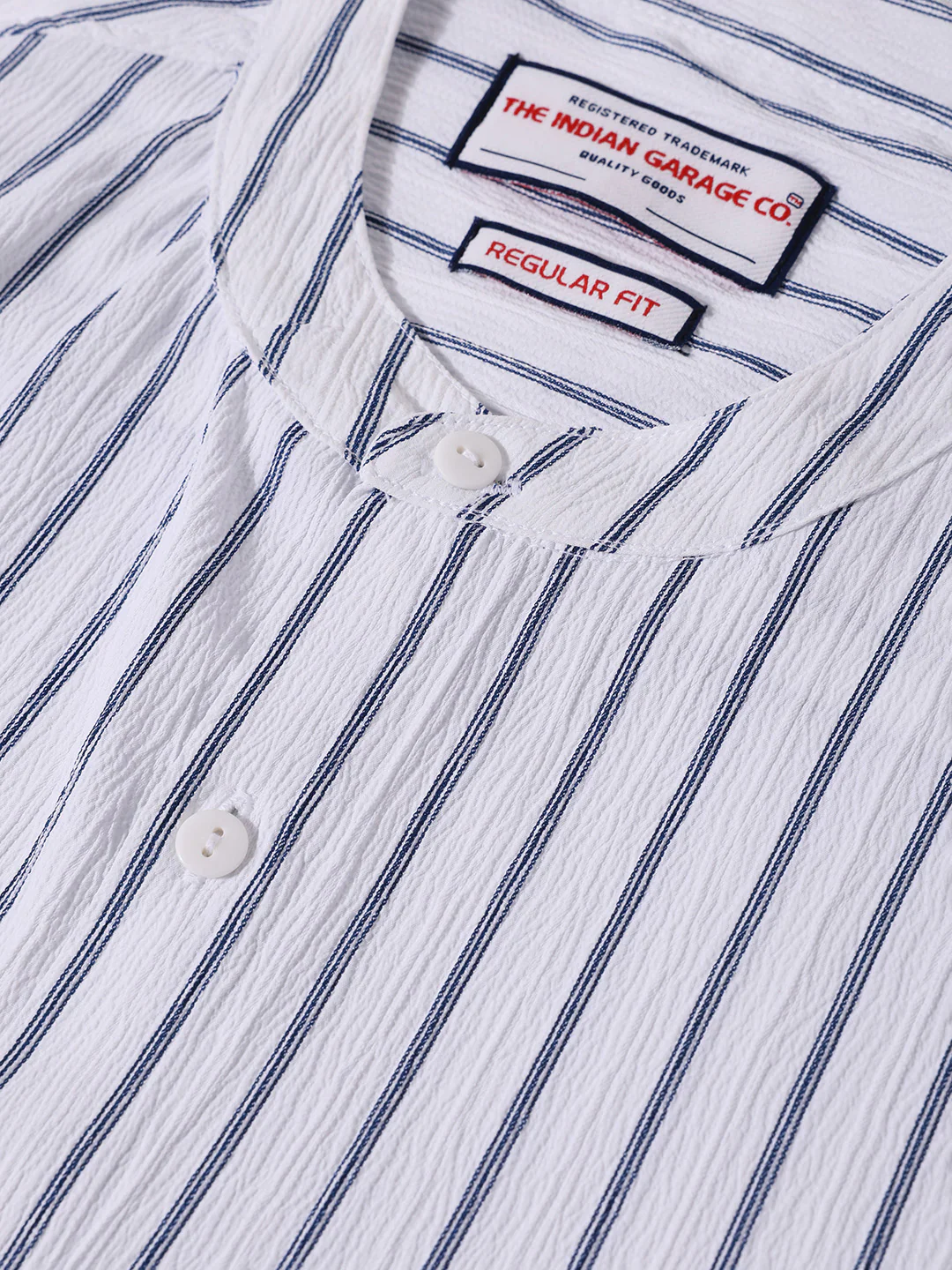 Men's Blue Regular Fit Striped Casual Shirt - Image 3