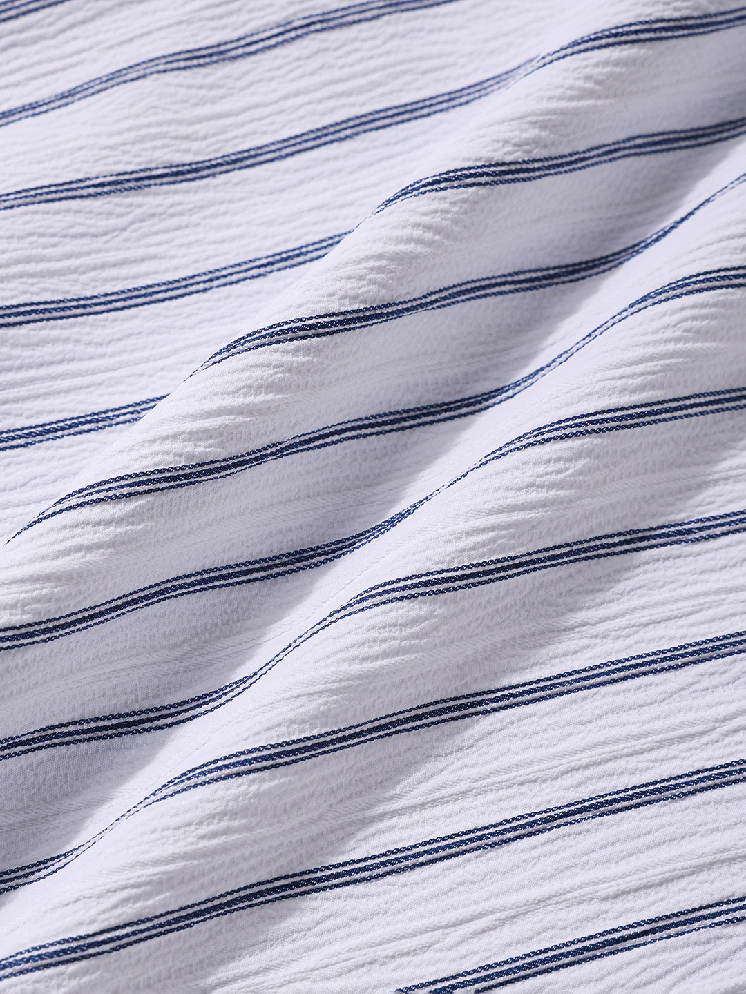 Men's Blue Regular Fit Striped Casual Shirt - Image 7