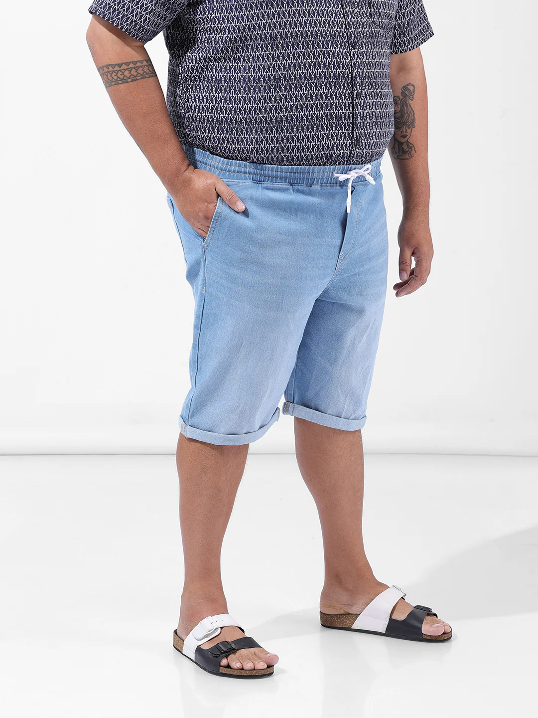 Men's Blue Regular Fit Casual Shorts - Image 3
