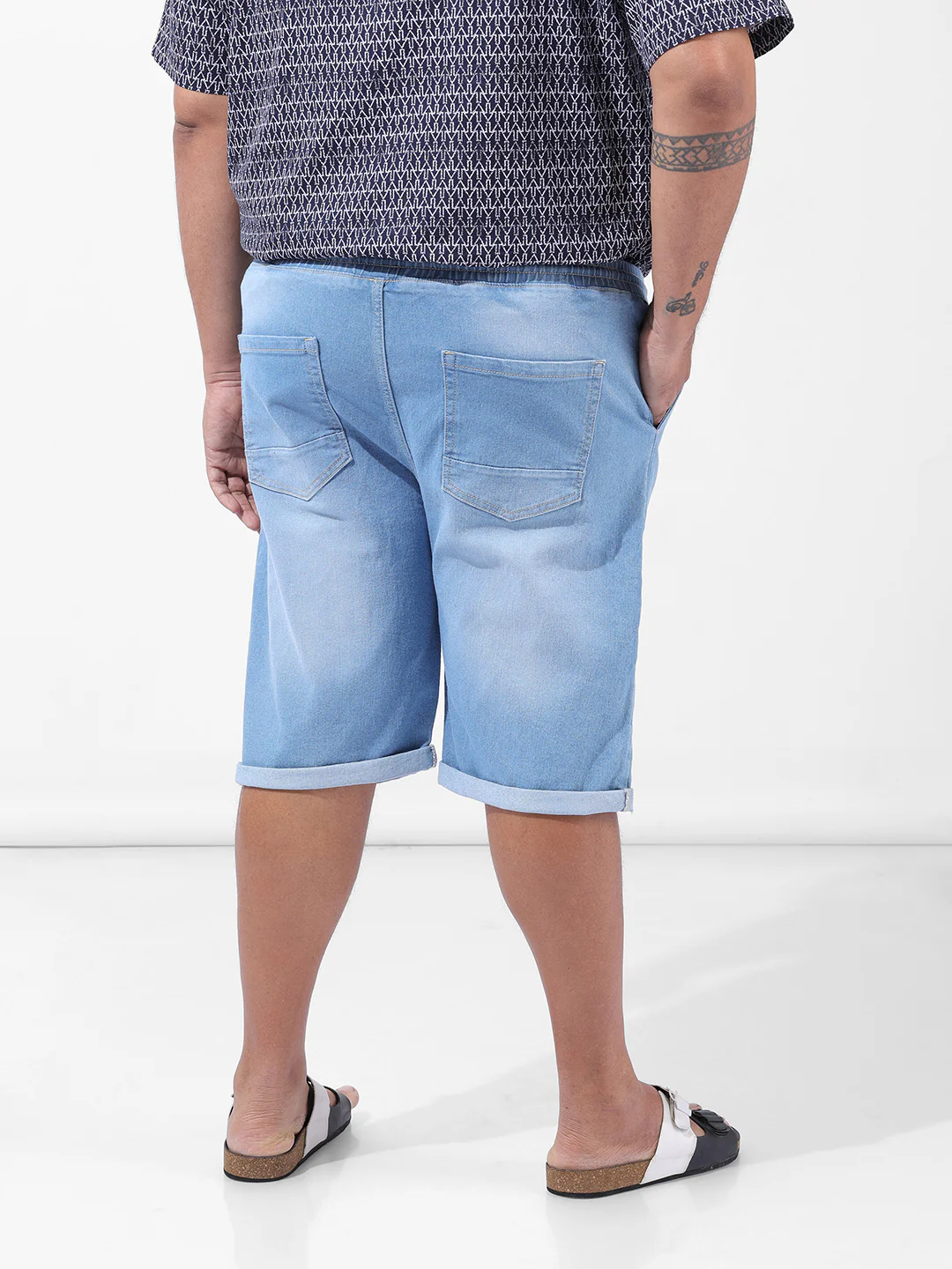 Men's Blue Regular Fit Casual Shorts - Image 4