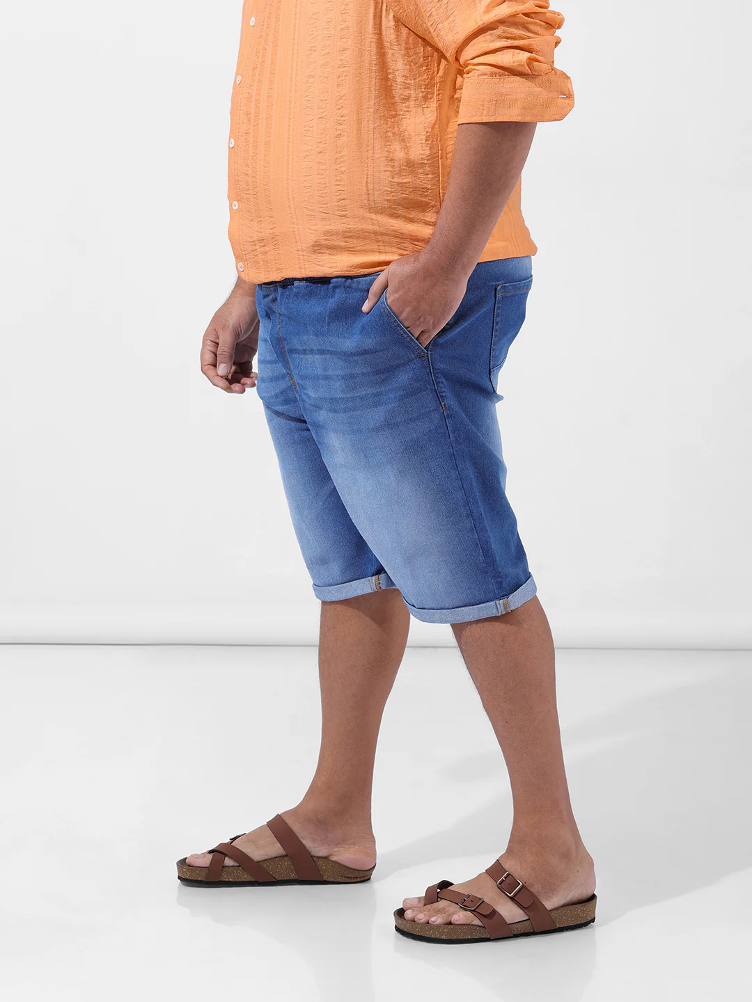 Men's Blue Regular Fit Casual Shorts - Image 2