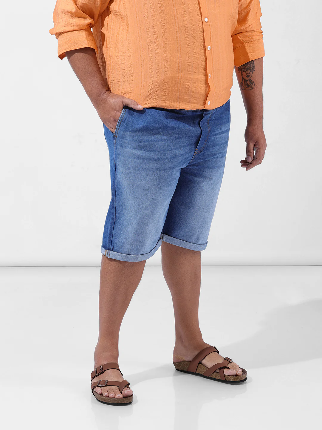 Men's Blue Regular Fit Casual Shorts - Image 3