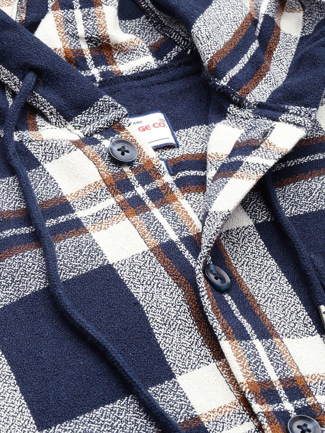 Men's Navy Blue Regular Fit Checkered Casual Shirt - Image 5