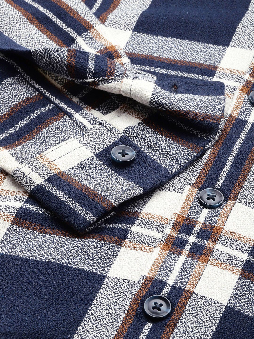 Men's Navy Blue Regular Fit Checkered Casual Shirt - Image 6