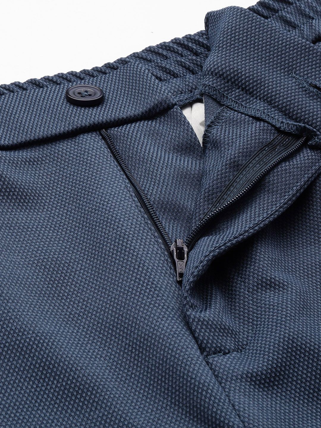 Men's English Blue Regular Fit Solid Casual Chinos - Image 7