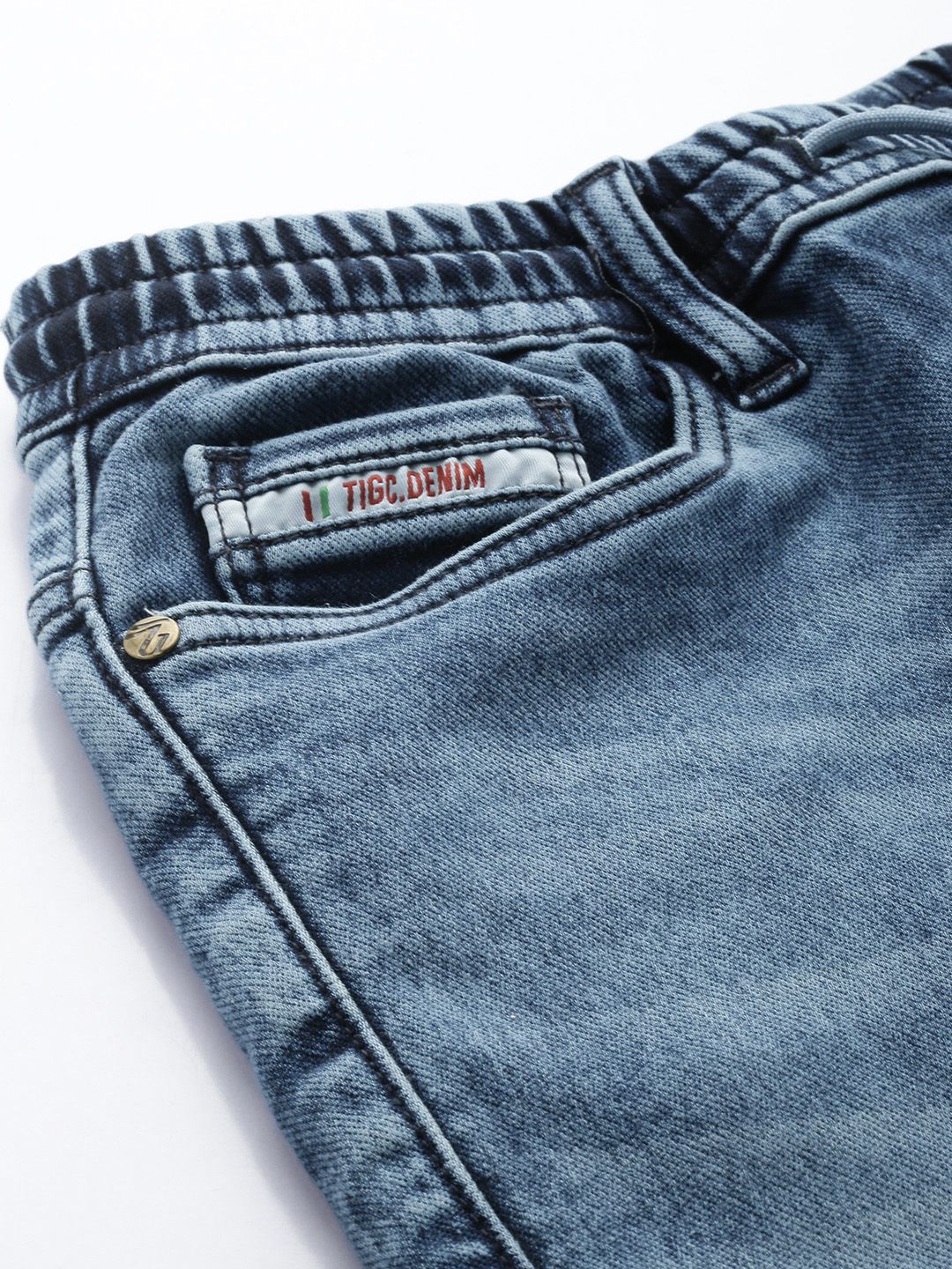 Men's Blue Regular Fit Solid Casual Jeans - Image 5