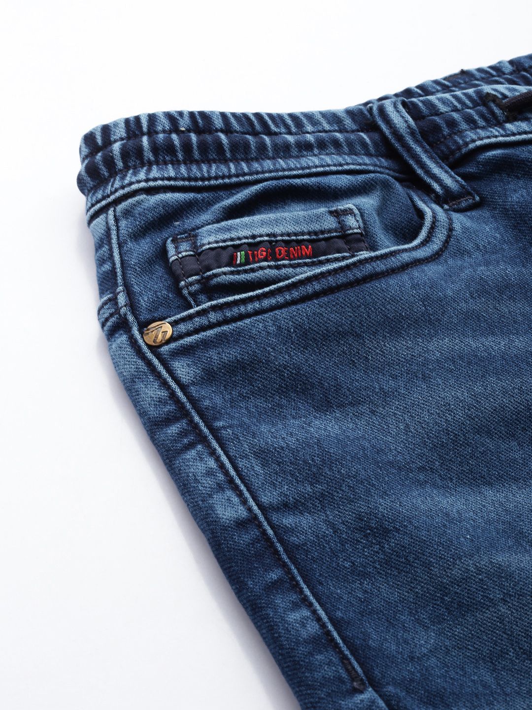 Men's Dark Blue Regular Fit Solid Casual Jeans - Image 5