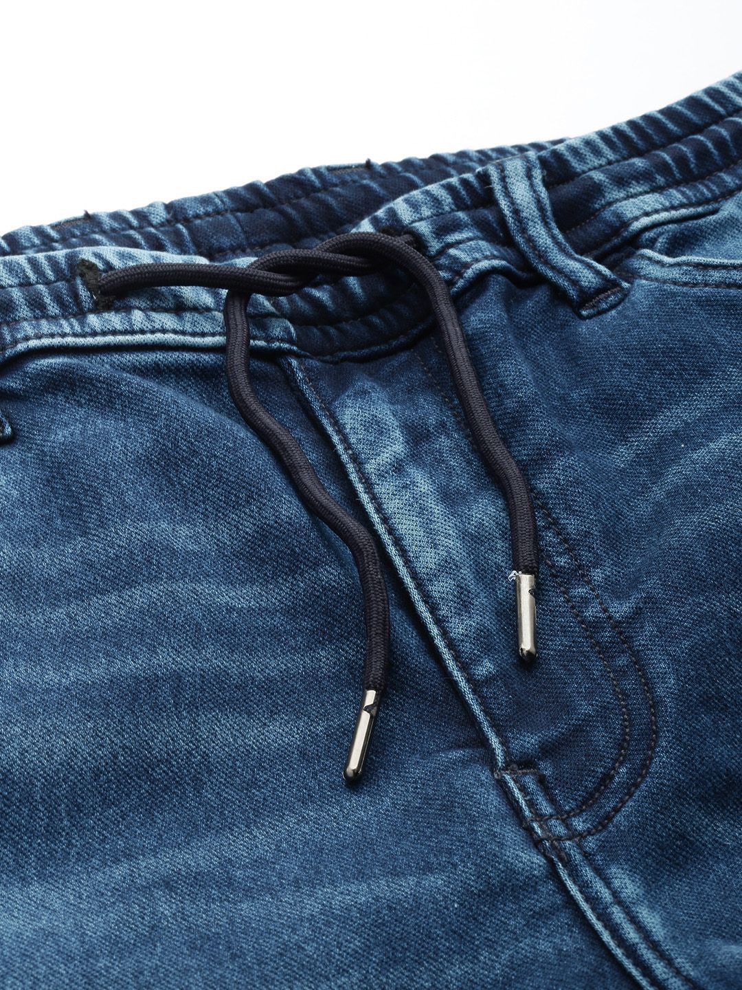 Men's Dark Blue Regular Fit Solid Casual Jeans - Image 7
