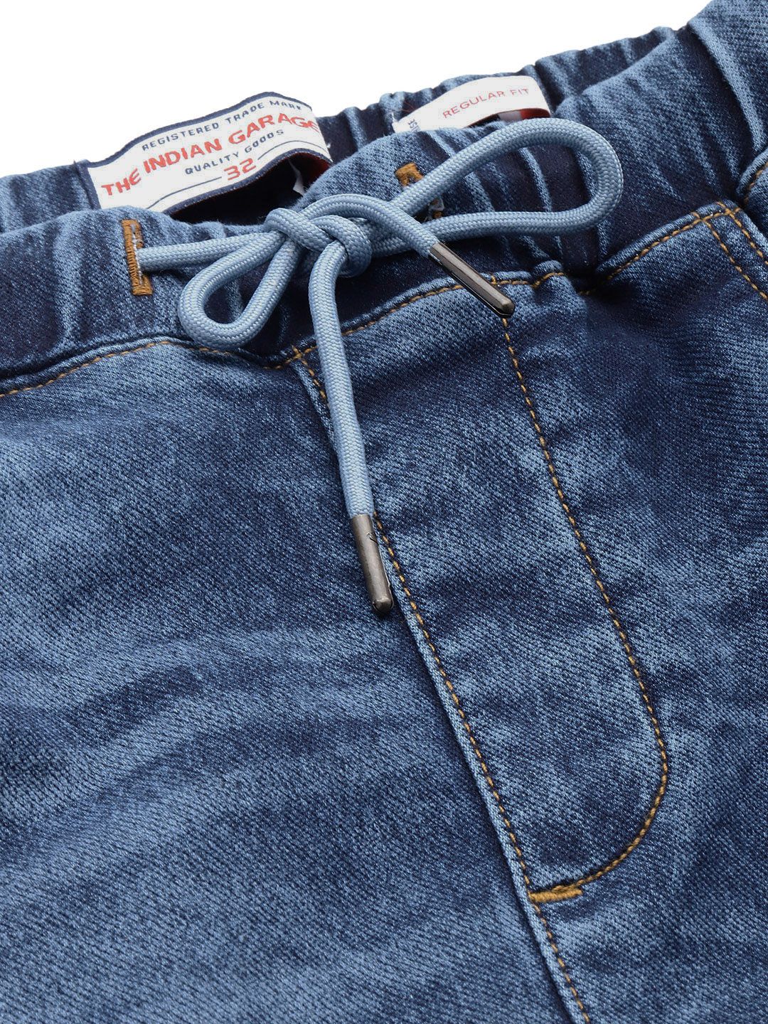Men's Blue Regular Fit Solid Utility Jeans - Image 5