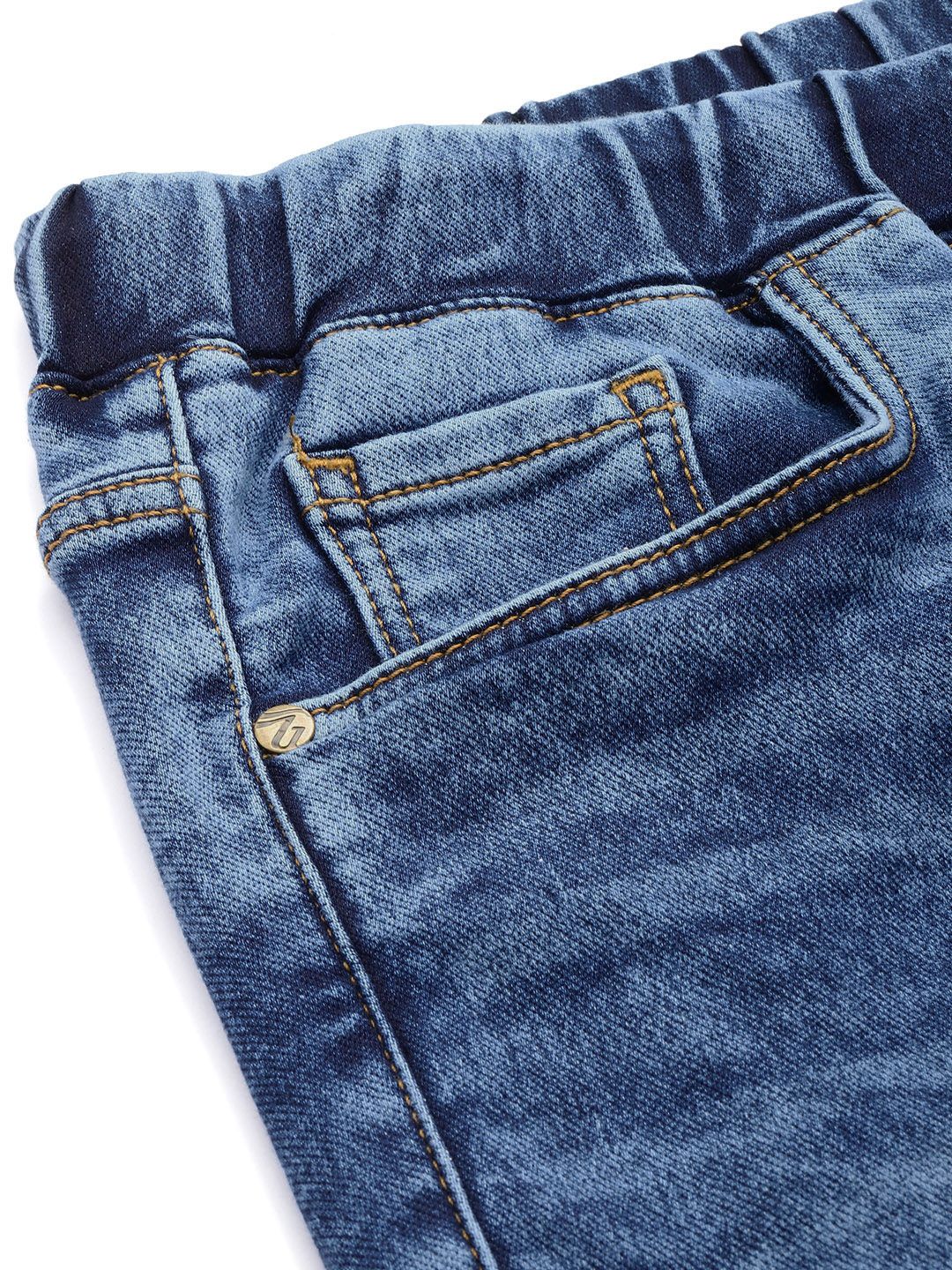 Men's Blue Regular Fit Solid Utility Jeans - Image 6