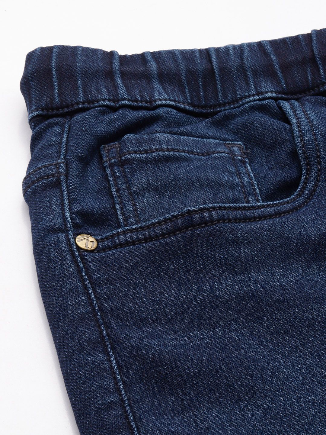 Men's Dark Blue Regular Fit Solid Utility Jeans - Image 6