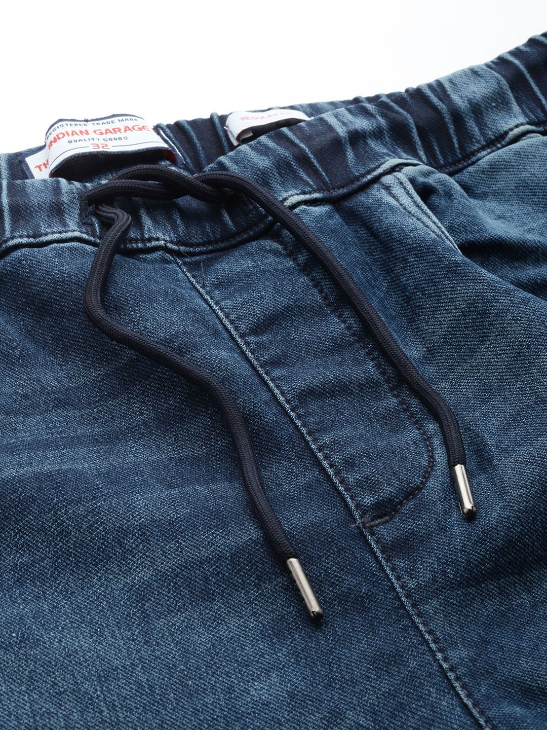 Men's Dark Blue Regular Fit Solid Utility Jeans - Image 5