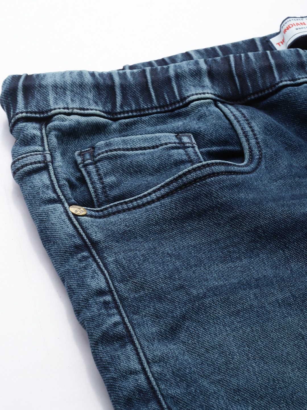 Men's Dark Blue Regular Fit Solid Utility Jeans - Image 6