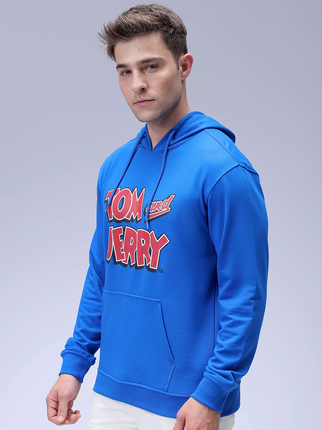 Men's Blue Regular Fit Character Tom & Jerry Printed Sweatshirt - Image 2