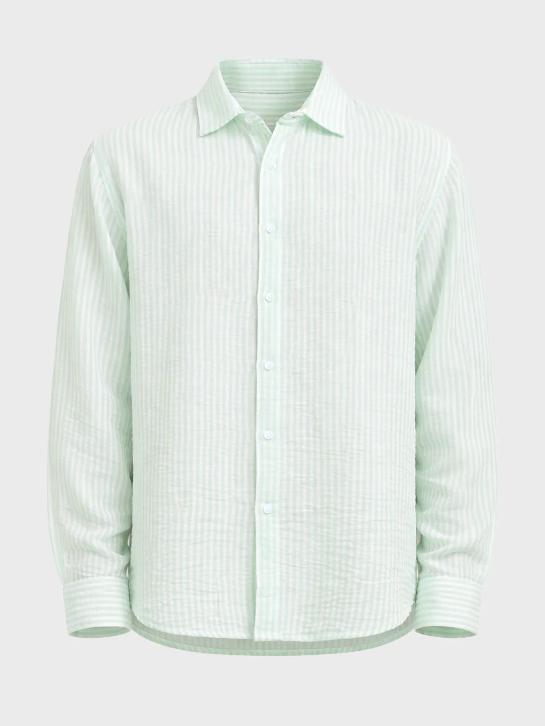 Men's Mint Blue Relaxed Fit Striped Casual Shirt - Image 4