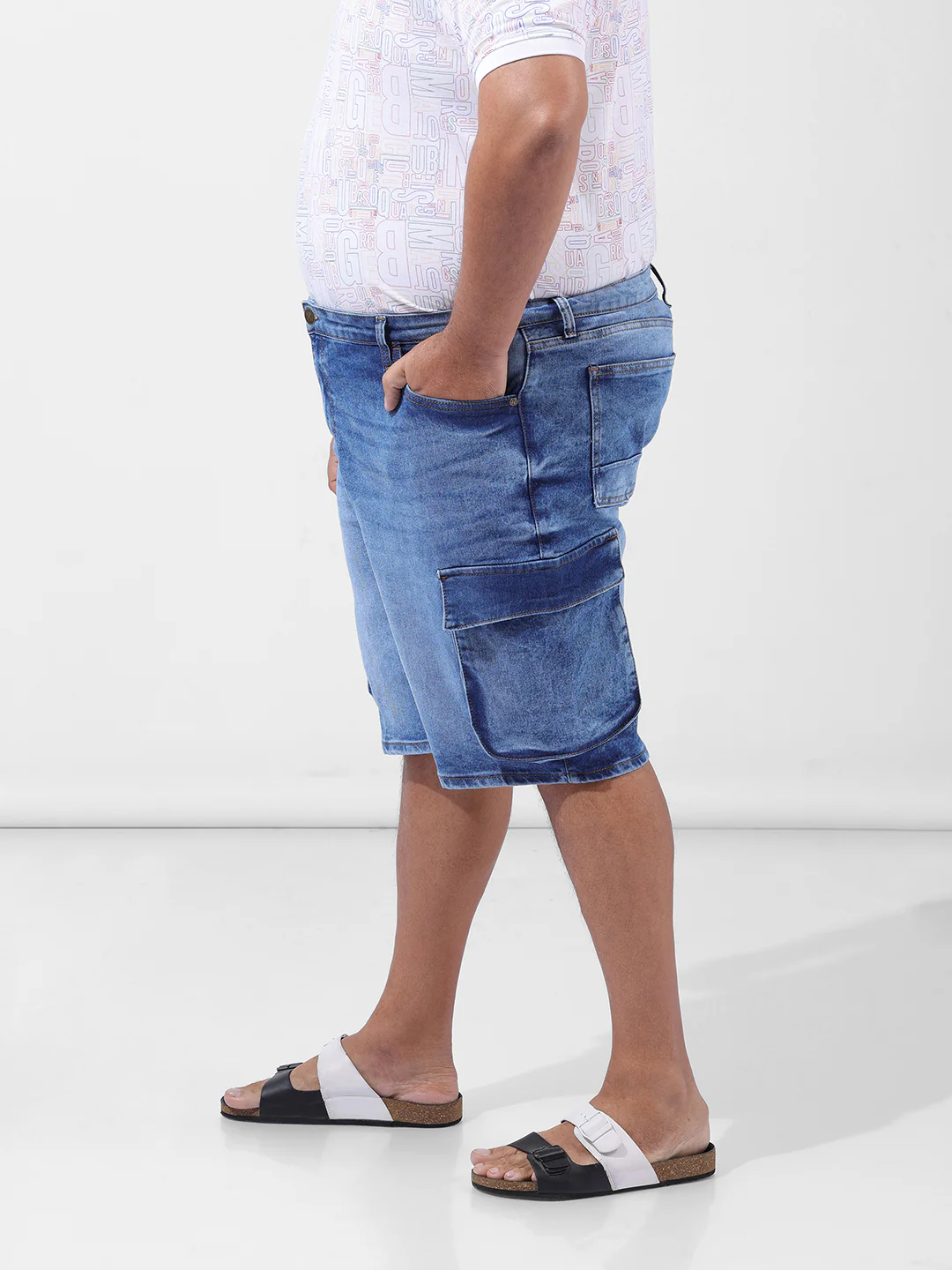 Men's Blue Relaxed Fit Casual Shorts - Image 2
