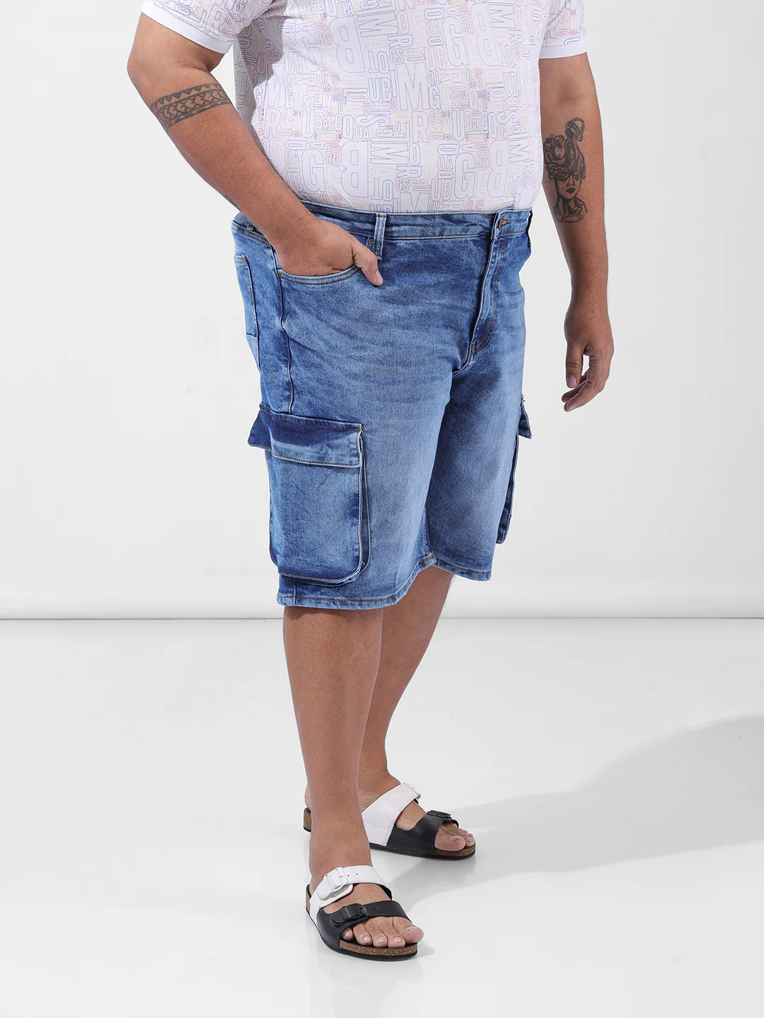 Men's Blue Relaxed Fit Casual Shorts - Image 3