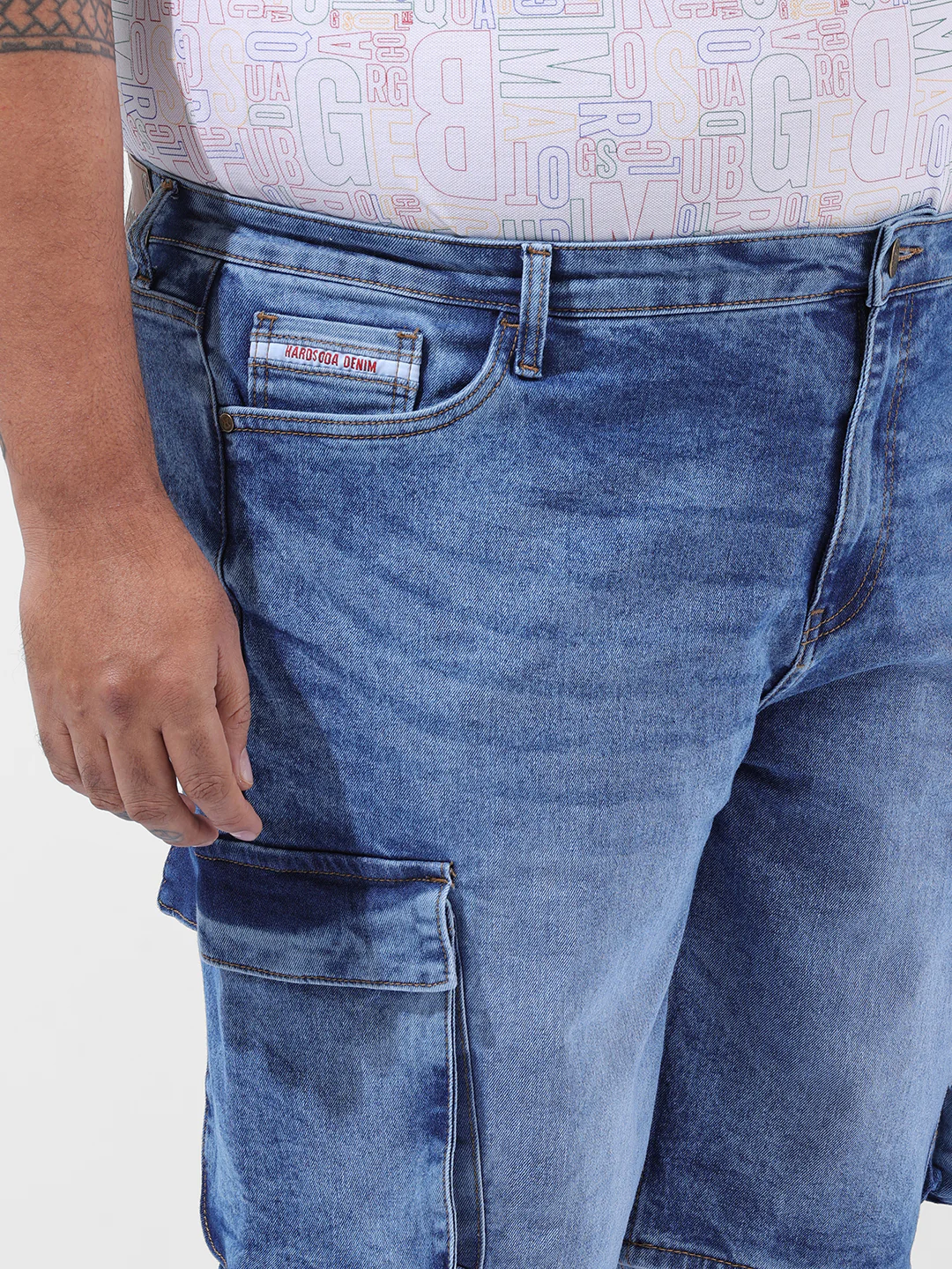 Men's Blue Relaxed Fit Casual Shorts - Image 5